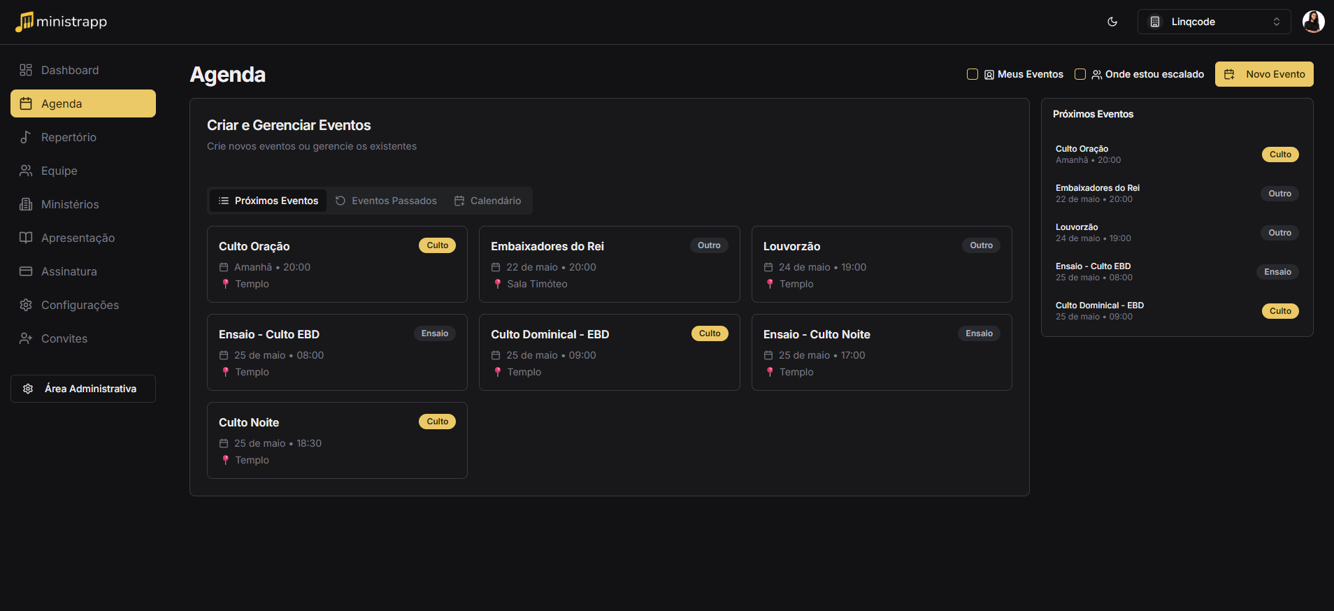 Gerenciamento de Eventos