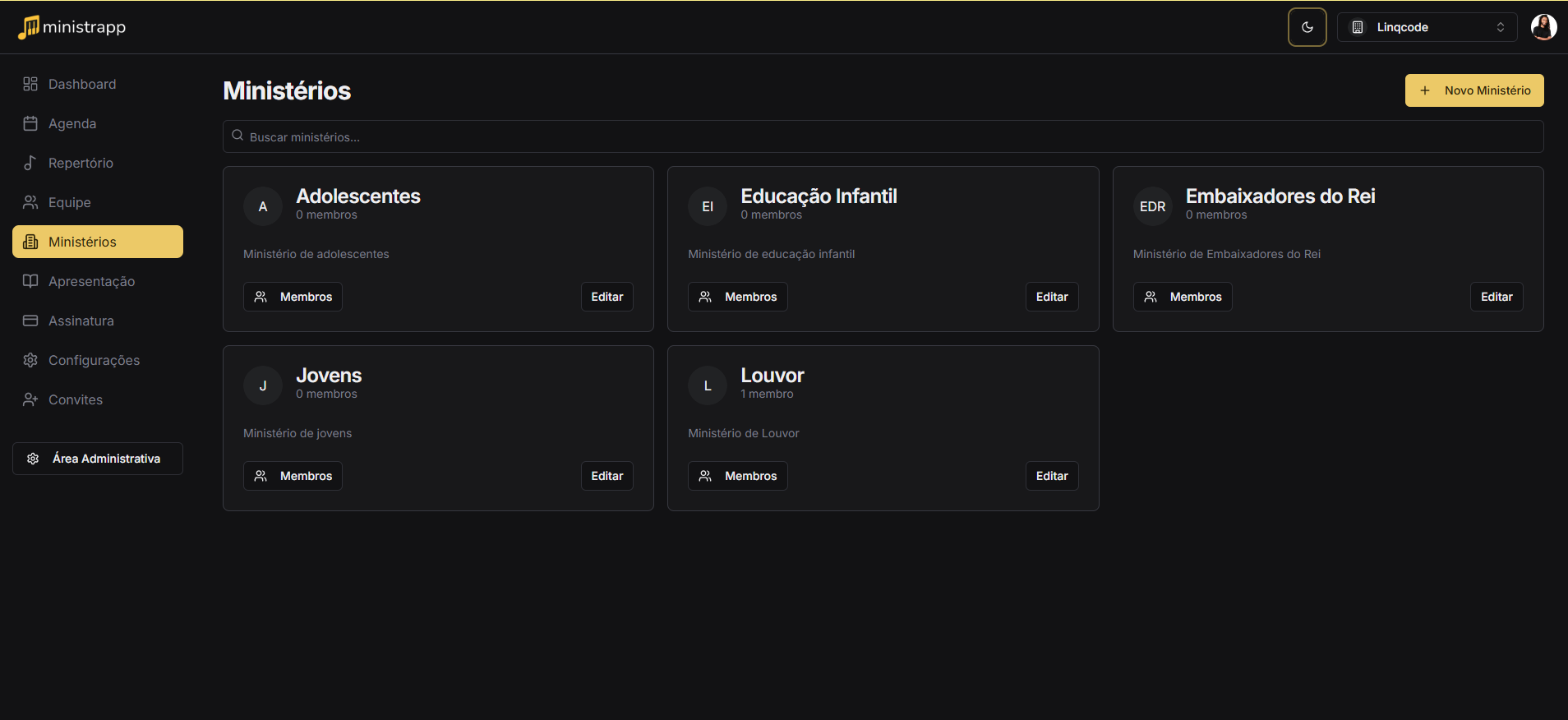 Gerenciamento de Ministérios